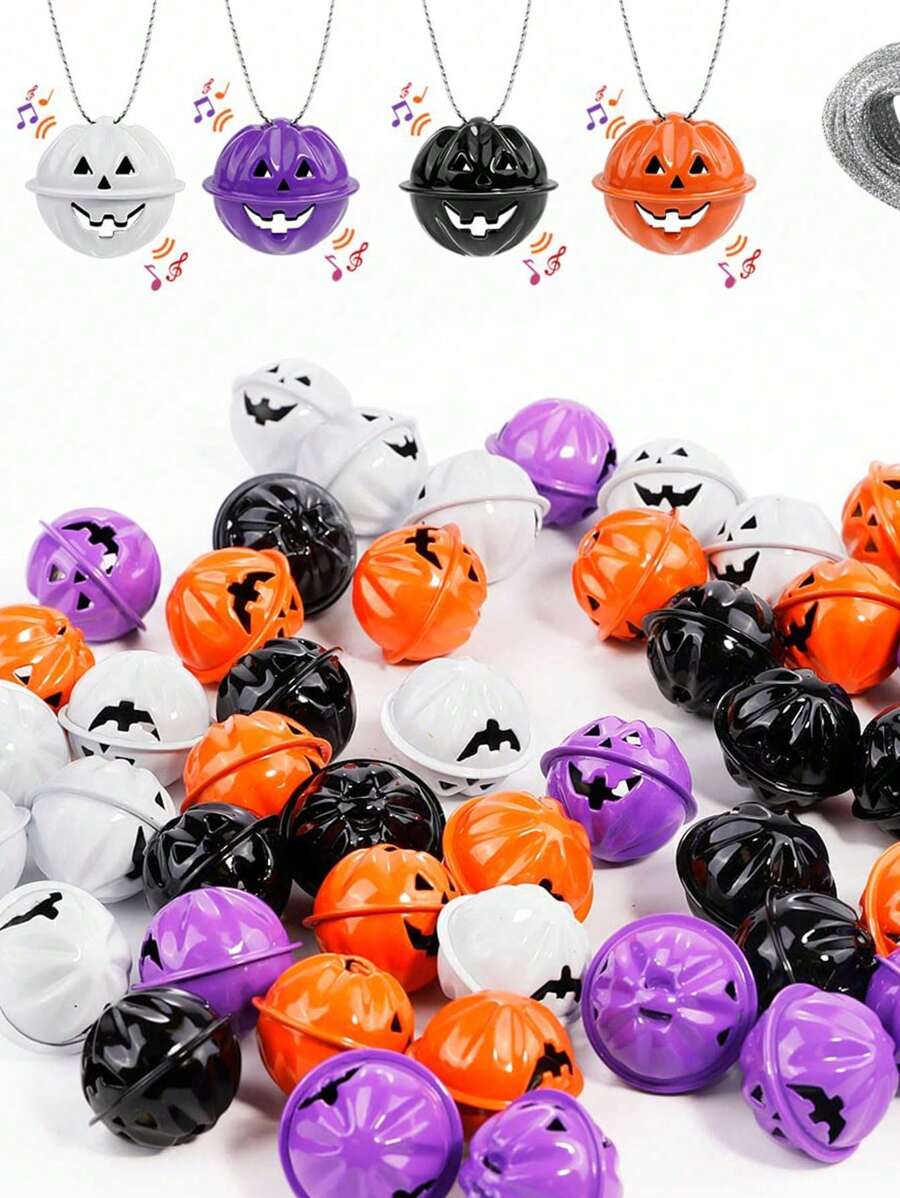 4 buc - Clopoței de Halloween cu model Jack-O-Bell, Ornamente cu mărgele în formă de clopoțel de dovleac, Aduceți o rolă de sfoară, potrivite pentru decorarea Halloweenului, Cadouri de petrecere, Clopoței Jack-O-Lantern - Zgărzi pentru animale de companie, Clopoței agățați, Ornamente decorative DIY de Halloween, Ornamente, Pandantive