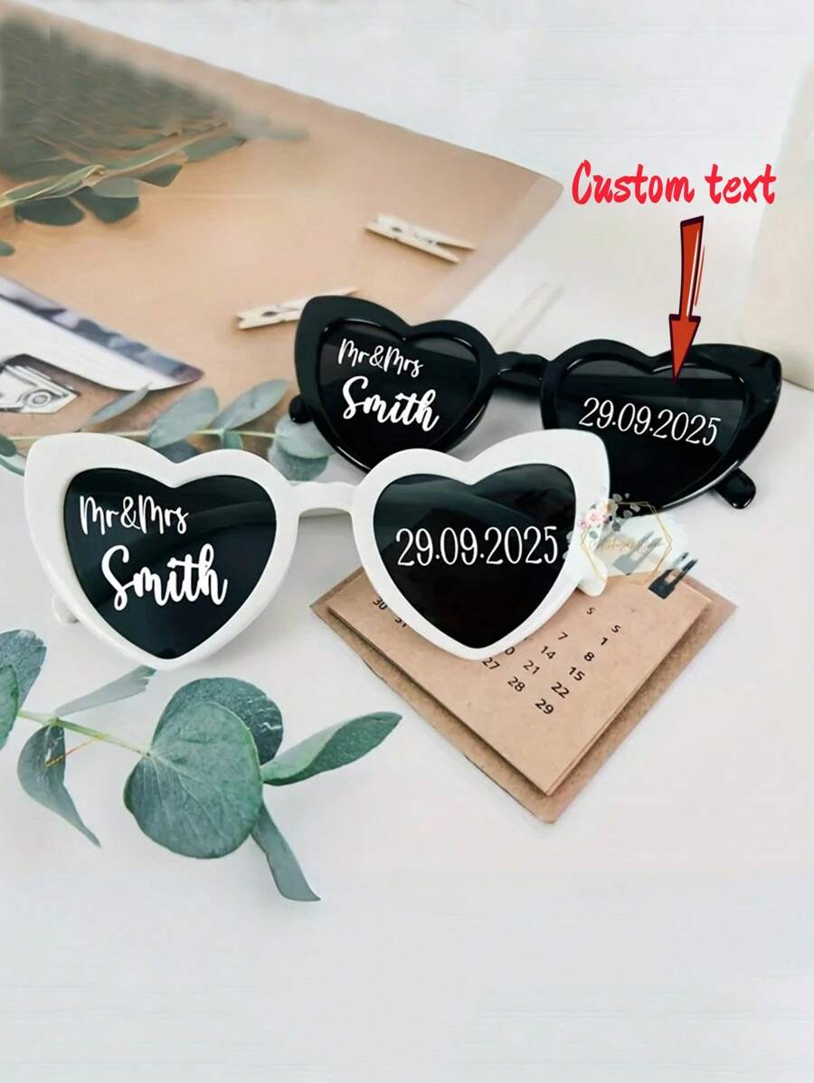 Lunettes à la mode personnalisées en forme de cœur avec texte/logo personnalisé - Accessoires de fête dégradés rose et violet, idéales pour les mariages, anniversaires et cérémonies de remise de diplômes - Cadeaux créatifs pour elle, petite amie, maman, amis, jolies lunettes, cérémonies de remise de diplômes, lunettes à la mode, plastique durable, lunettes originales, organisateurs d'événements, petits cadeaux de mariage, designs intéressants, montures légères, lunettes amusantes, cadeaux pour mamans