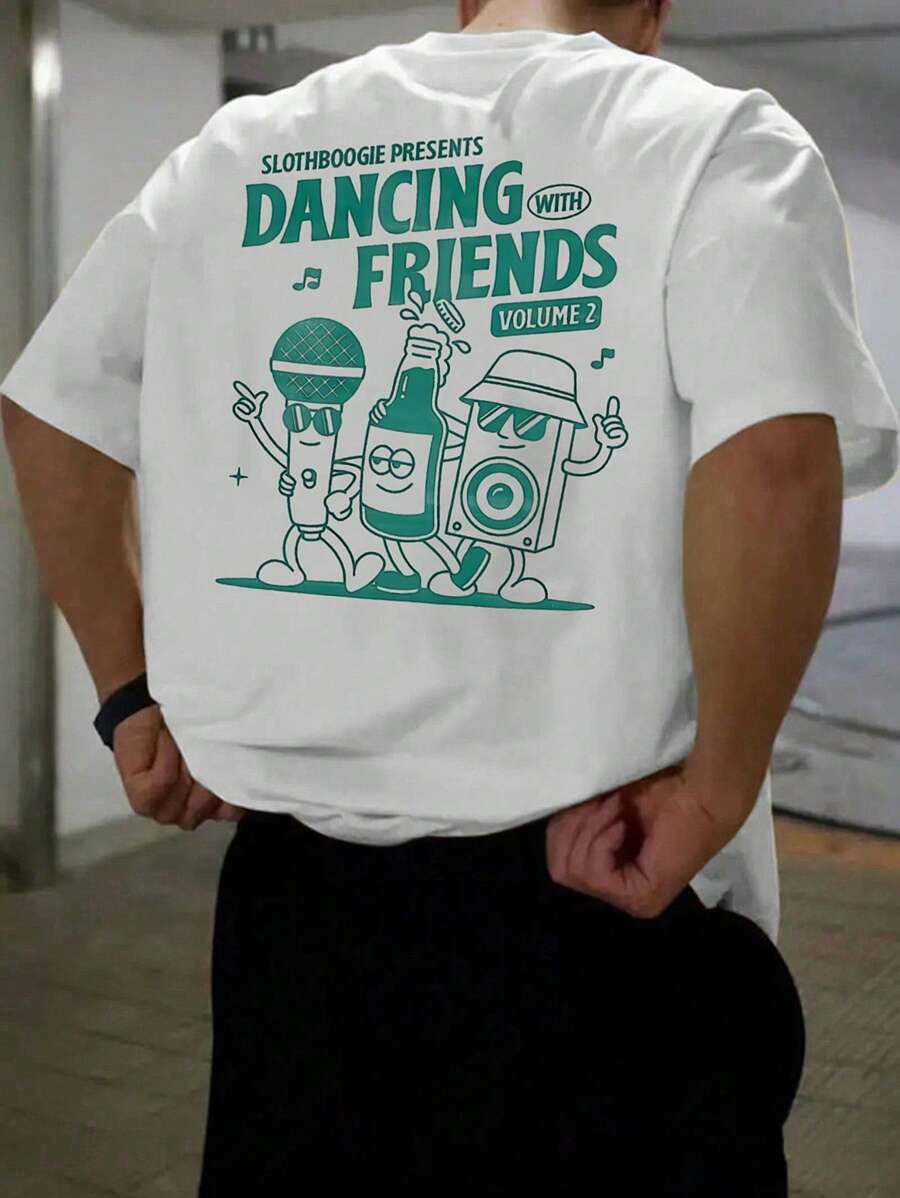 Camiseta de manga corta con estampado de corte holgado para hombre, diseño elegante, imprescindible para el verano, fácil de combinar, muestra tu estilo