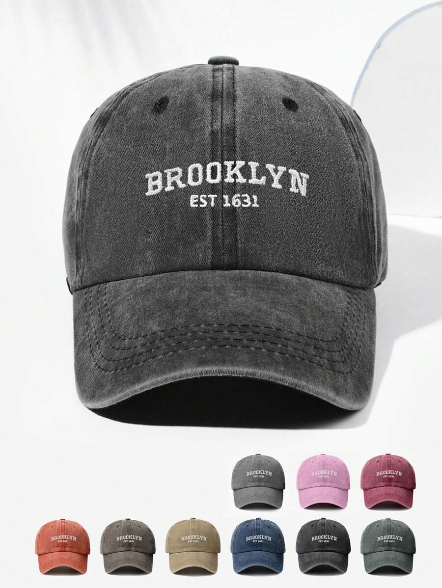 1 Stück Unisex BROOKLYN EST 1631 bestickte Vintage Baseball Kappe, atmungsaktiv mit UV-Schutz, personalisiert minimalistisch geeignet für Outdoor Sport, Wandern, Alltagstragen, verstellbare Größe, modisch vielseitig, Geschenk für Festivals