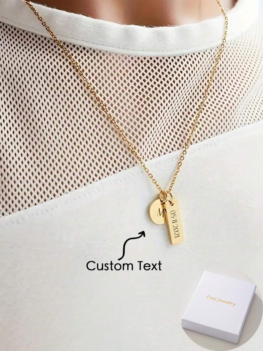 Stainless Steel Customized Personalized Fashion Simple Name Necklace, Perfect For Daily Wear, Party, Vacation, Graduation Season, Wedding Anniversary, Valentine's Day, Christmas, Birthday Gift Giving