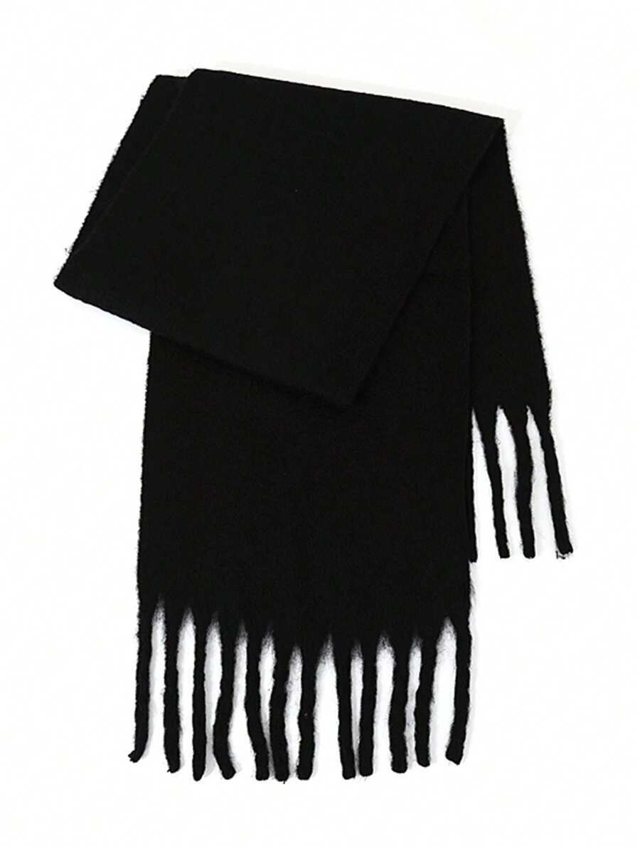 1pc Women's Autumn/Winter New Plush Tassel Scarf, Thick Warm Comfortable Daily & Outdoor Wrap Shawl