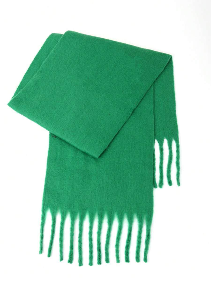 1pc Women Fluffy Tassel Scarf, Thickened Warm And Comfortable For Daily Wear, Suitable As Shawl For Outdoor