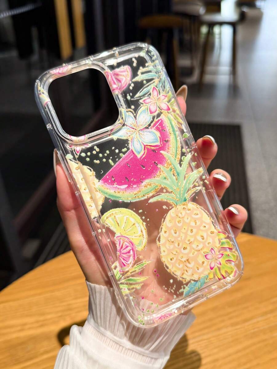 Funda de teléfono de material TPU con patrón de sandía y piña, compatible con iPhone 14/13 Pro Max/12 Pro/11/Xr/Xs/7/8 Plus, S10/S22/A12/A50/A52/S24/A135G y talla grande
