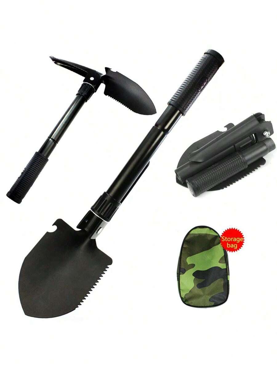 Outdoor Survival & Camping Four-In-One Multifunctional Folding Shovel - Made Of Durable Stainless Steel, With Saw, And Bottle Opener Camping Stuff