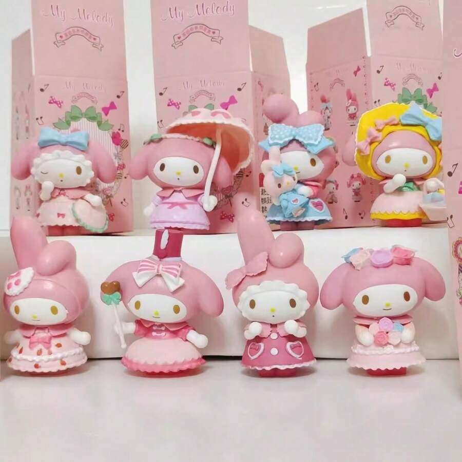 Sanrio Sanrio Blind Box Series Melody Tea Party Collectible Desktop Figure Ornaments Plush Doll, Thoughtful Gift, Party Favor, 1pc Randomly Shipped