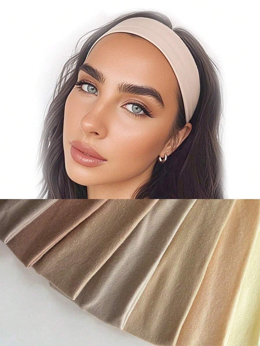 1 Stück hellbraunes einfarbiges Sport-Yoga-Stirnband, schweißabsorbierendes elastisches Haarband für Männer & Frauen, Laufen, Fitness Turban Stirnband Schweißband