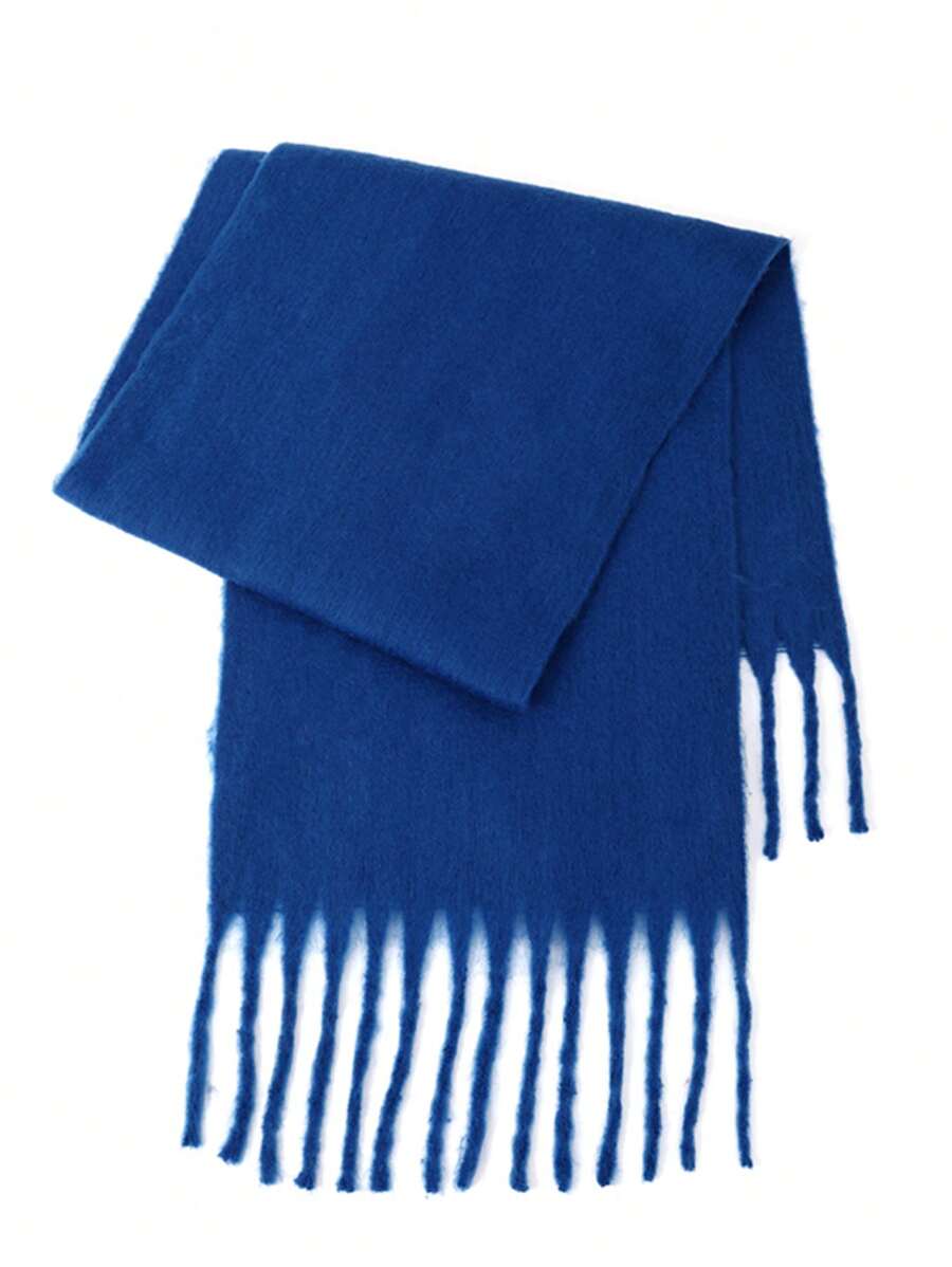 1pc Women Fluffy Fringe Winter Scarf, Thick Warm Comfortable Daily & Outdoor Shawl
