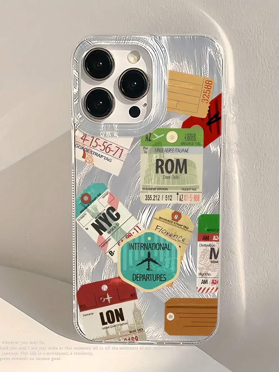 Funda de teléfono de TPU a prueba de golpes con cobertura completa y diseño de tarjeta de embarque con plumas compatible con Apple 16, 15, 14, 13, 12, 11 Pro Max