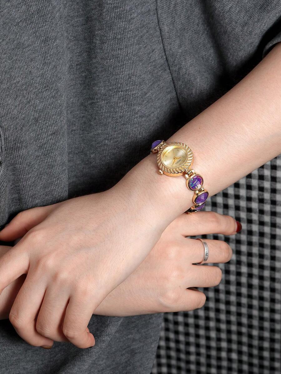 1 peça de relógio de pulso feminino vintage de luxo, estilo minimalista e elegante, adequado para uso diário