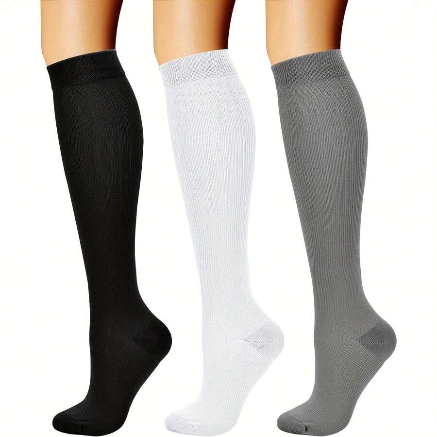 1 paire de chaussettes de compression pour la circulation sanguine unisexe, 15-20 mmHg, meilleur soutien pour les sports, la course, le cyclisme