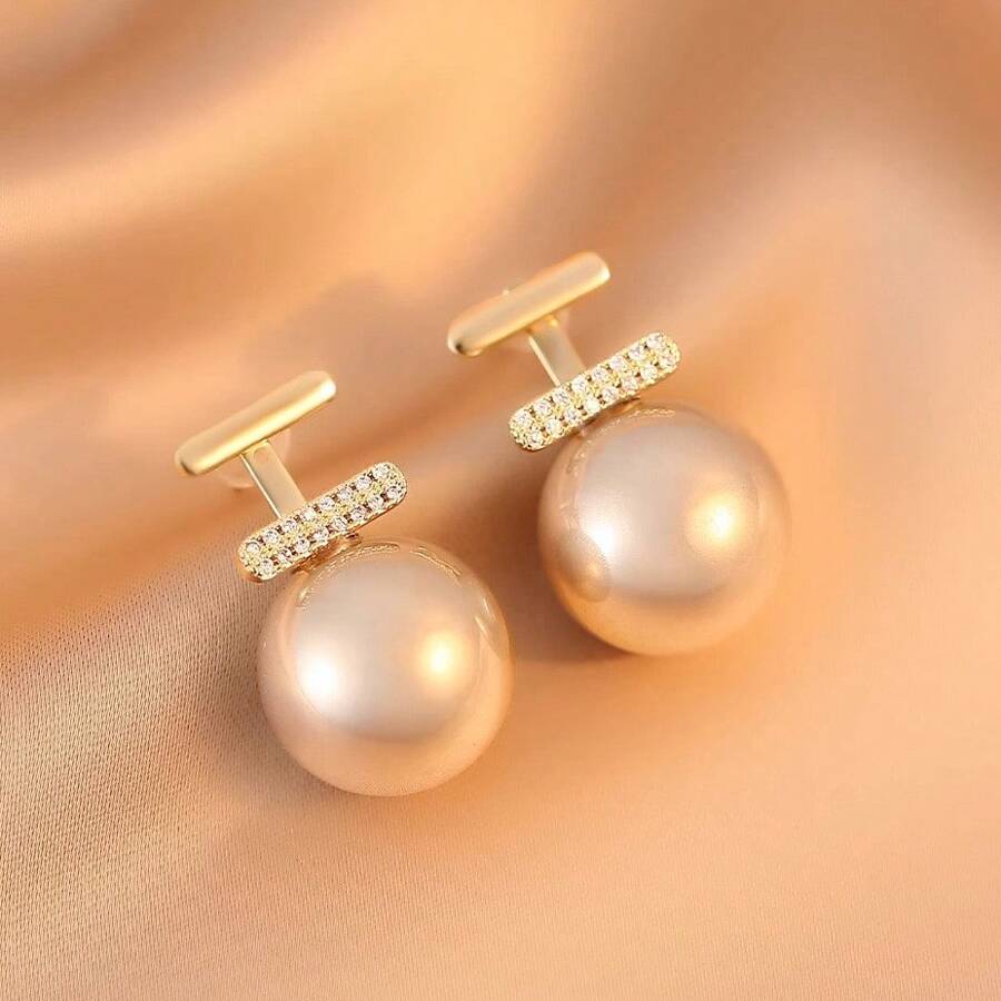 1 par de brincos pendentes minimalistas de pérolas, versáteis e elegantes para o dia a dia