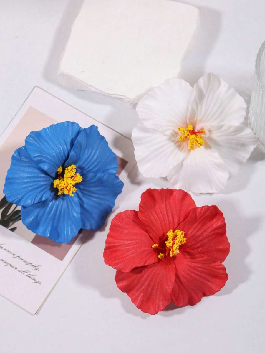 3 pièces, épingles à cheveux élégantes et minimalistes à fleurs d'hibiscus hawaïennes, convenant pour un port quotidien, décontracté, en soirée, pour le travail, les vacances, assorties à la tenue. Accessoires capillaires, pinces à cheveux, pinces barettes