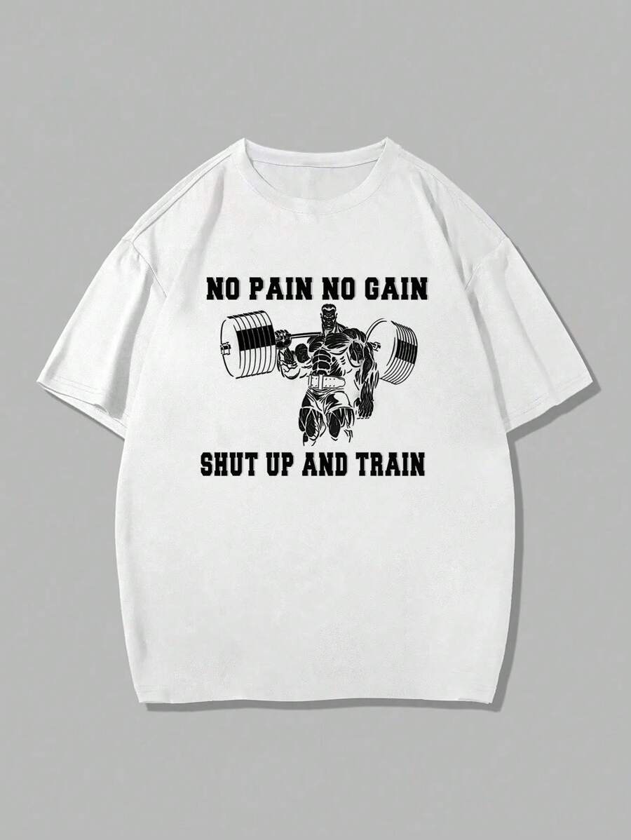 Men's Sport Boyfriend Style-Casual Round Neck Short Sleeve Print Minimalist T-Shirt, Everyday Wear, For Gym,Fitness Workout Solid Tees,2025 Spring& Summer Sports Fitness New Men's Top,Activewear For Running And Gym,Gym Clothes,Lightweight Activewear, Comfortable Sportswear, Loose Fit Sports Apparel