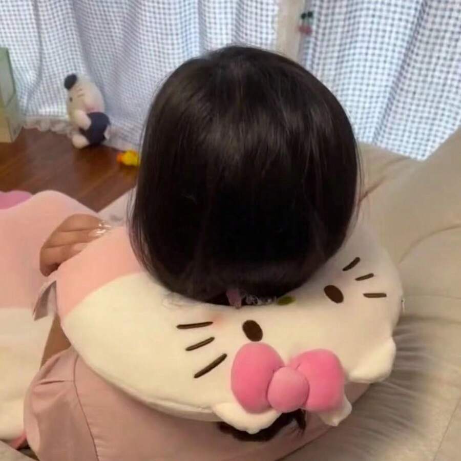 Sanrio 1 pezzo Cuscino da collo a forma di U con cartone animato Sanrio, allevia la fatica del collo, cuscino per il collo con gatto, cuscino per pisolino in ufficio, con morbidezza media, cuscino da viaggio portatile a forma di U
