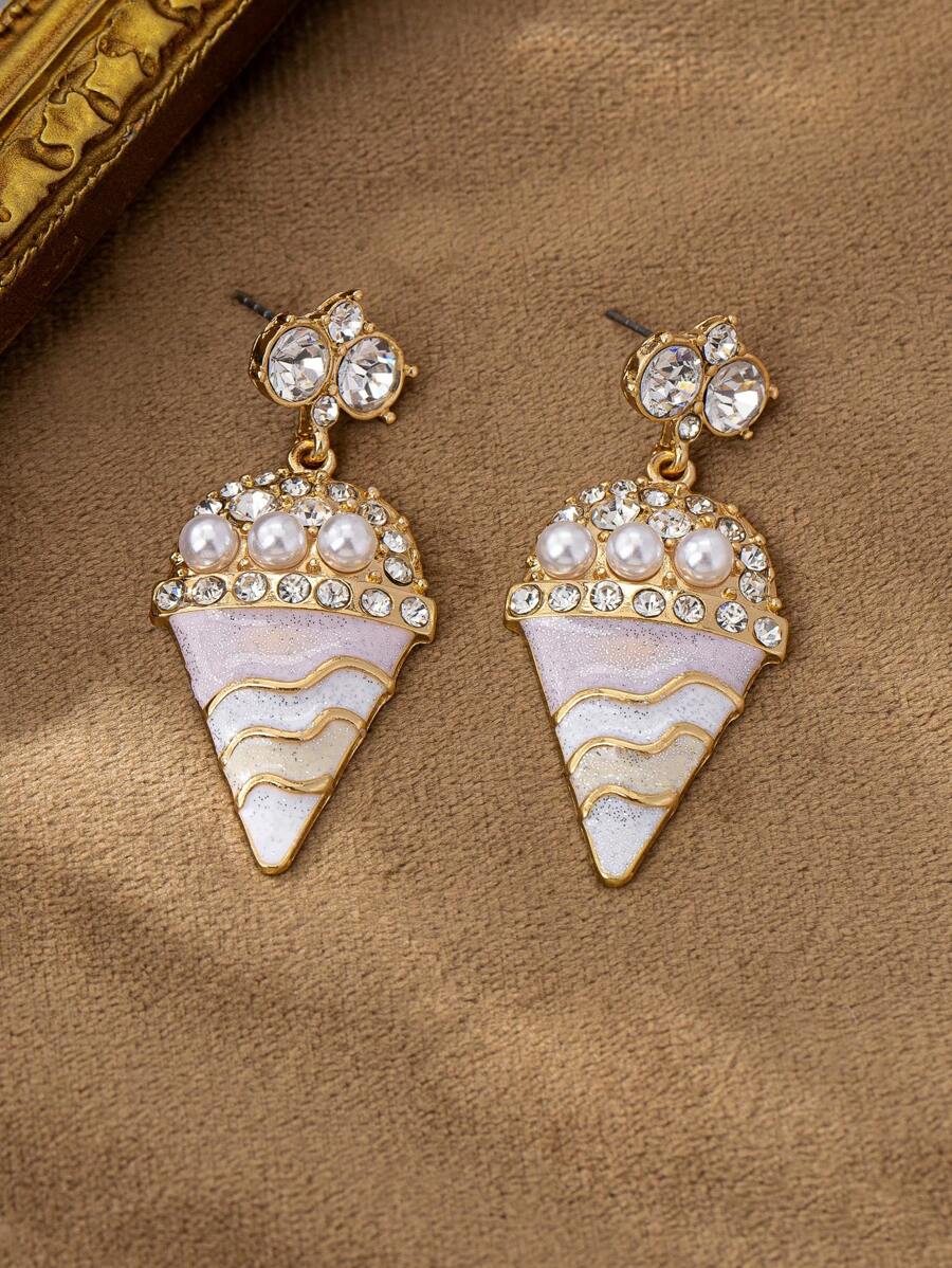 1 Pair Luxury Personalized Fashionable Ice Cream Earrings, Suitable For Date & Party Wear