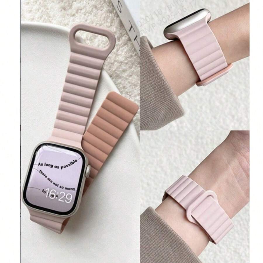 1pc High-End Luxury Silicone Magnetic Watch Band For Men And Women Compatible With Apple Watch Band 38mm 40mm 41mm 42mm 44mm 45mm 46mm 49mm Fashionable High-End Watch Band For Men And Women Suitable For Series UltraS10/9/8/7/6/5/4/3/2/1 Smart Wristband (Watch Not Included) Best Gift For Girlfriend And Friends
