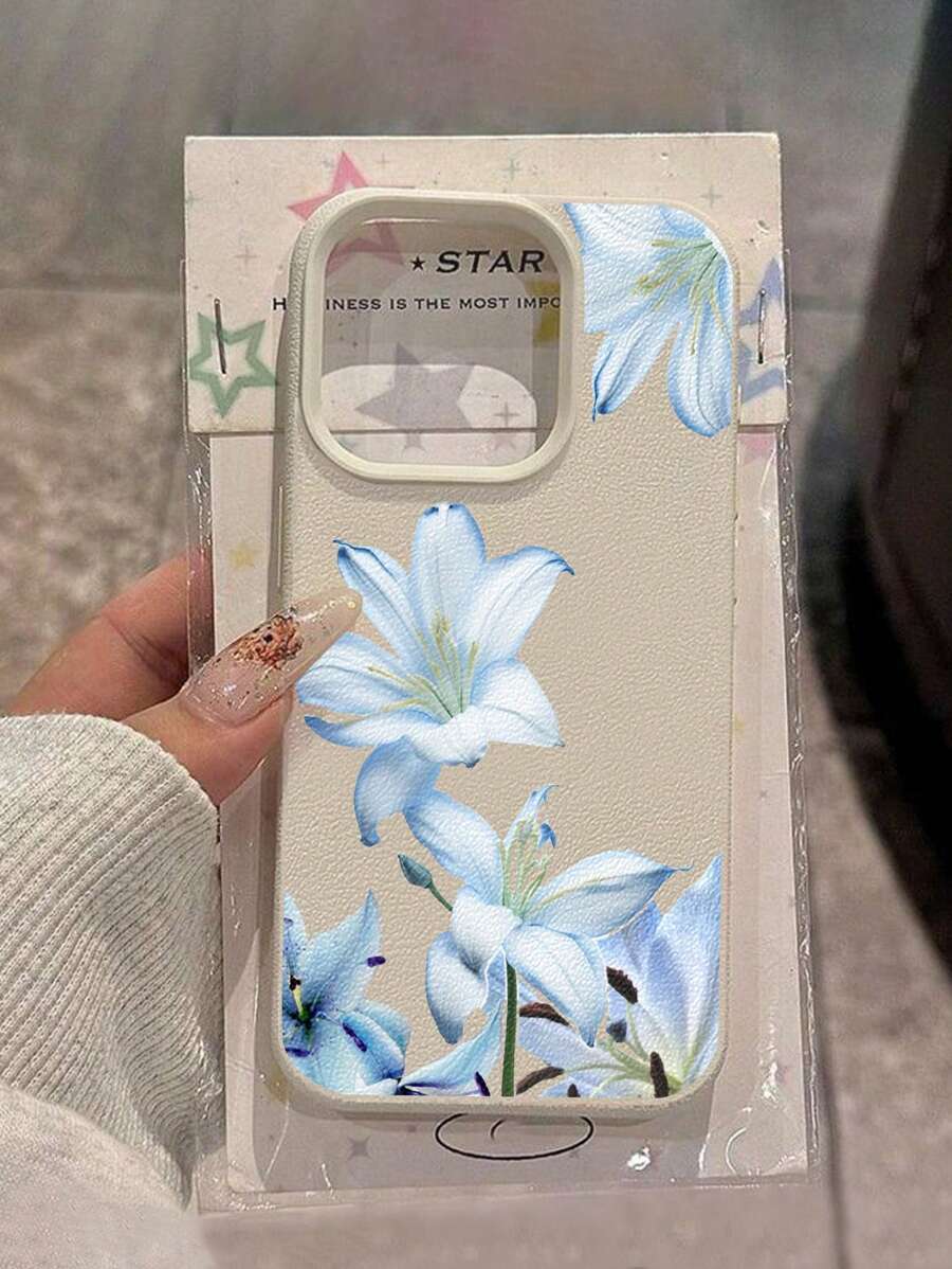1 pieza Elegante funda de teléfono de TPU mate con patrón de flores azul claro ombré Mini minimalista, cubierta protectora anti-deterioro compatible con Apple/teléfonos compatibles con IMax 16 ProMax/15Pro/14plus/13/12proMaxS24 Ultra/S23 FE/ S22/s21/A54/ A35/a14/AA5S