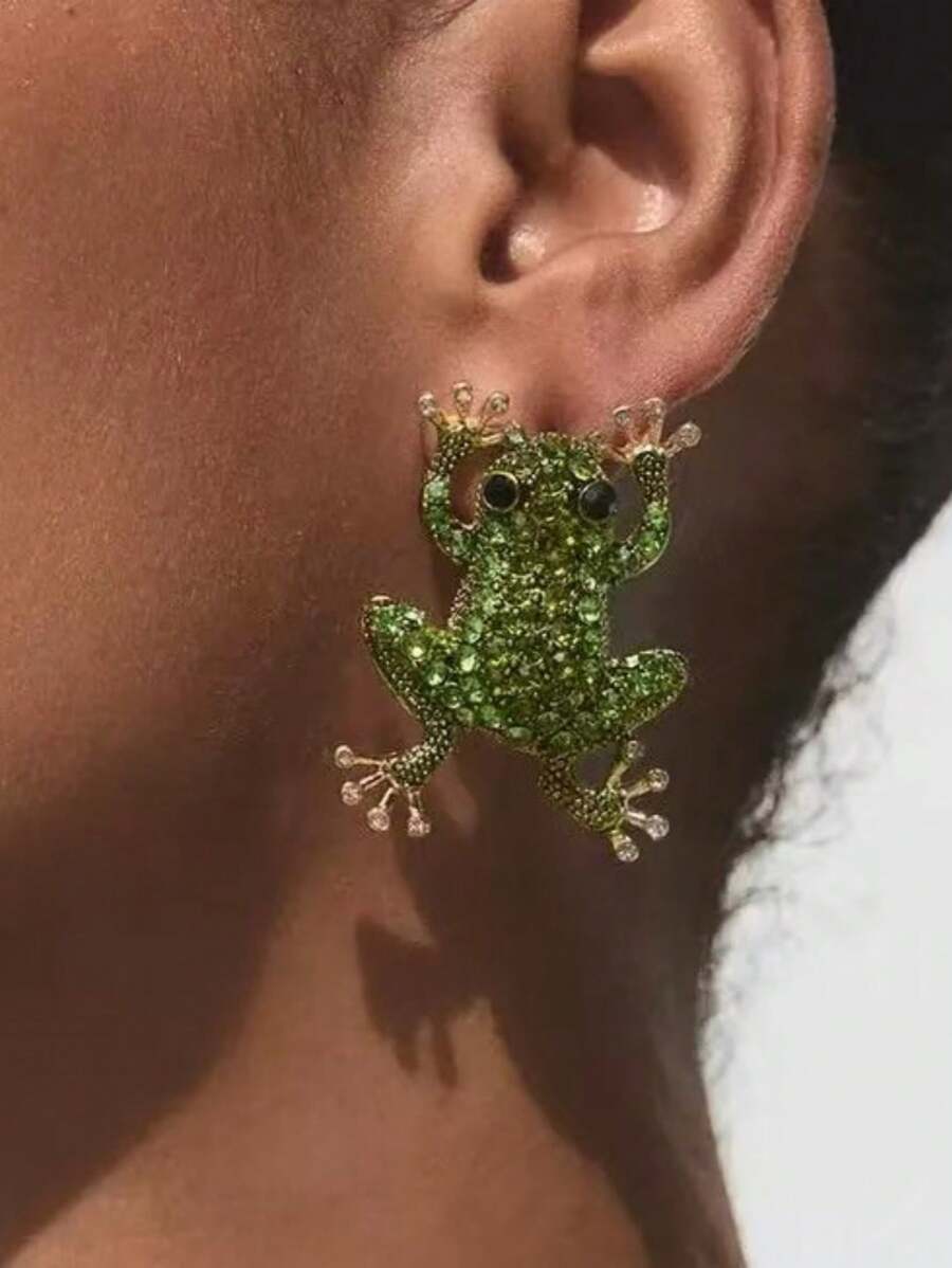 1 Paar überspitzt witzige Ohrringe mit kubisch-zirkonia Froschdesign für Frauen