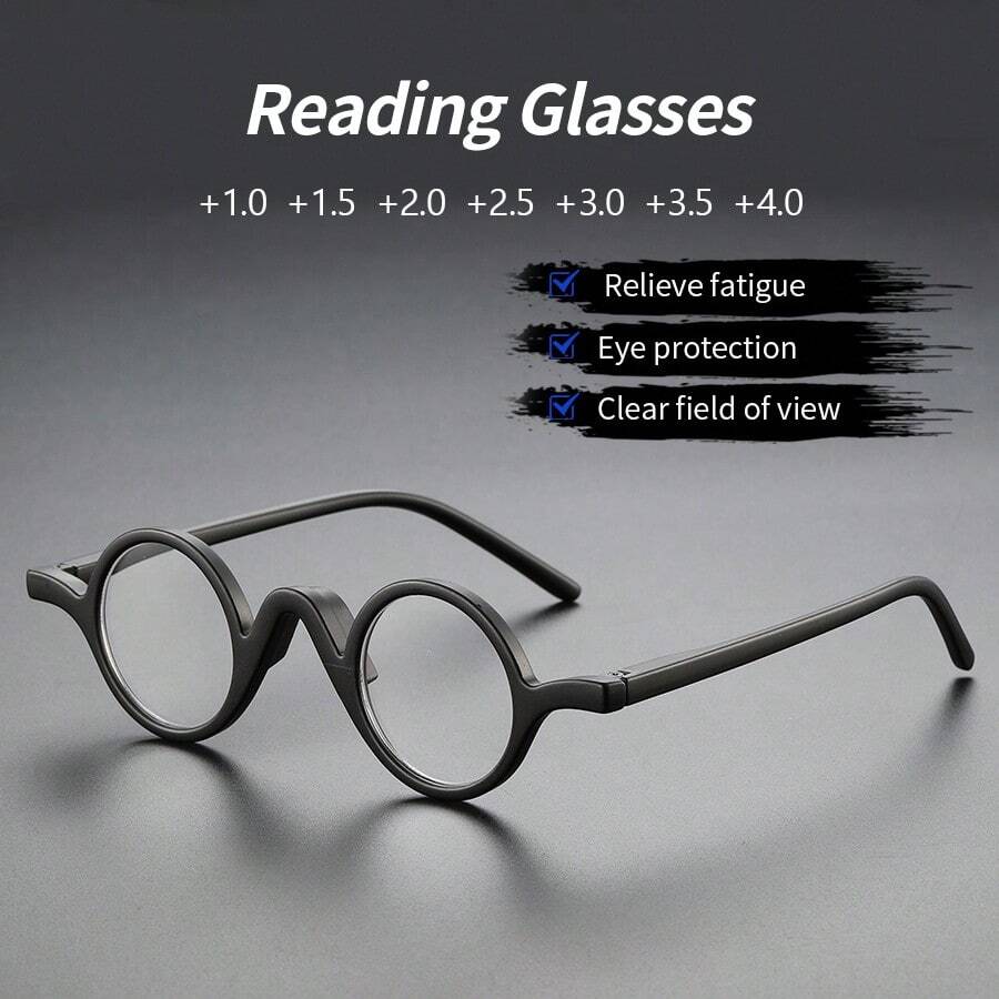 1 buc Ochelari de citit rotunzi retro pentru bărbați, vintage, mici, personalizați, eleganți, ușori, de înaltă calitate, vedere clară pentru computer, citit, jocuri, disponibili în 100-350 de grade