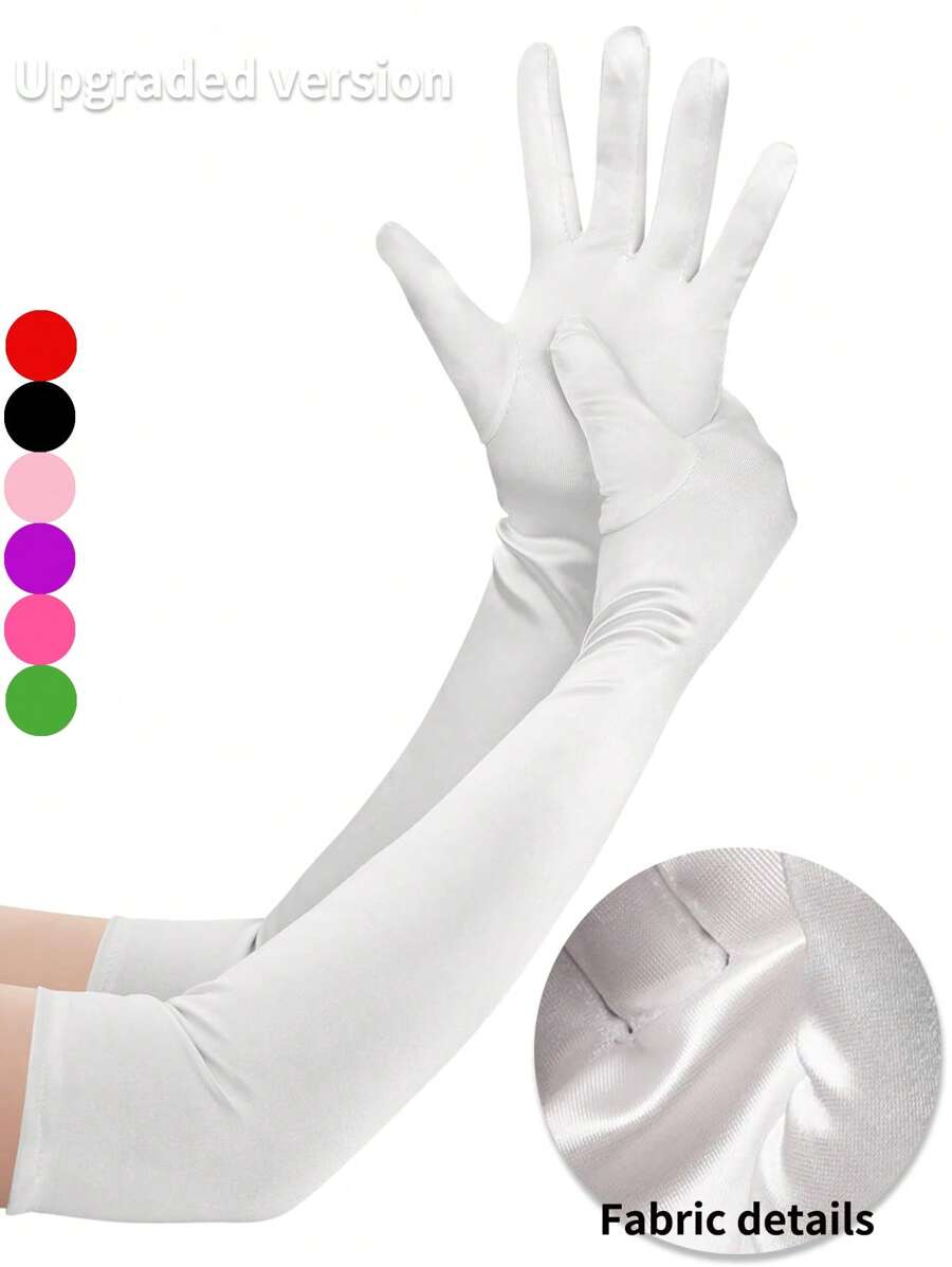 New Upgraded Women's Long Formal Satin Gloves - Wedding Performance Ball Dance Accessories | Suitable For Wedding, Party, Tea Party, Cosplay