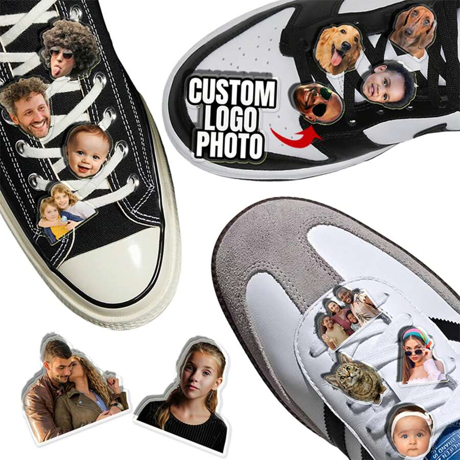 1pc Custom Personalized Sneakers Shoe Charm For Shoe Lace Decorations Shoe Clips Shoelaces Buckle Charms, Decorative, Perfect Gift For Birthdays, Anniversaries,Custom Personalized Acrylic Photos Shoe Charms Decoration For Women Boys Girls.