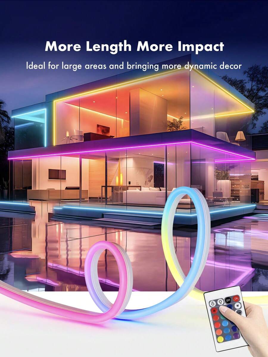 RGB Infrared Neon Light Strip LED Silicone Flexible Lights, Christmas Waterproof Ambience Lights, Wireless Remote Control Color Changing Lights, Indoor Outdoor Decor Lights 1m/3m/5m