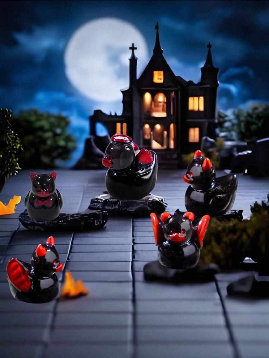 100/50/20/10/5/1pc Halloween Glow-In-The-Dark Demon Black Ducks, DIY Landscape Car Decorations, Stationery Resin Craft Gifts, Unique Gift Ideas, Outdoor Garden Moss Micro Landscape Decor, Party & Outdoor Decorations, Desktop Ornaments