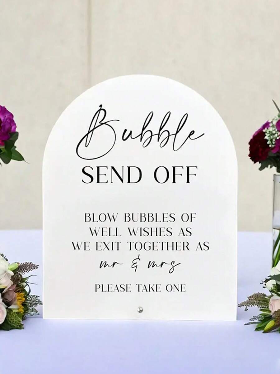 1pc Acrylic Bubble Farewell Sign - Wedding Decor With Stand, Tabletop Signage, Suitable For Ceremony And Reception, Celebration Supplies, Acrylic Sign