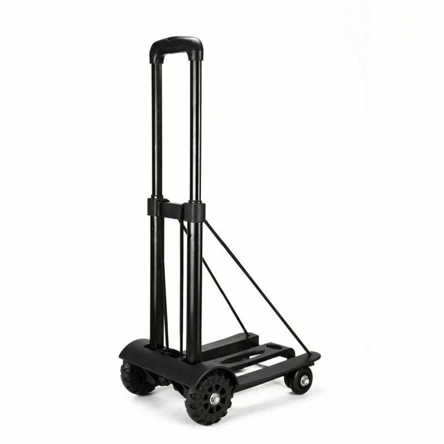 Folding Hand Truck With 4 Wheels 75kg Heavy Duty Sack Cart Carrier Luggage Trolley Hand Trolley For Lifting Luggage Personal Travel Auto Moving