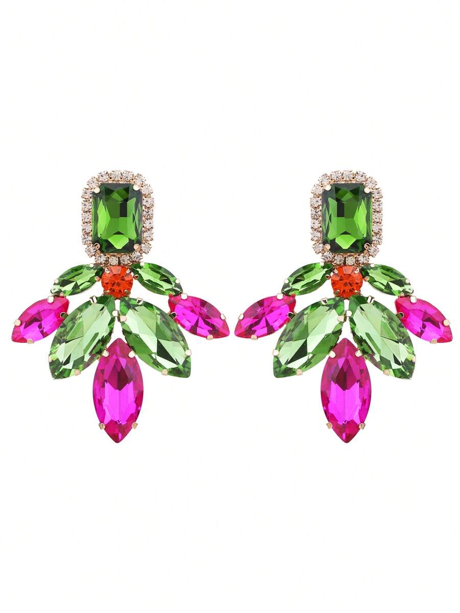 ACEHLN Elegant Copper Alloy Teardrop Angel Wings Dangle Earrings With Sparkling Rhinestones Perfect For Daily Wear, Weddings, And Holiday Celebrations, Everyday Earrings|Teardrop Dangle Earrings|Rhinestone Adorned Earrings