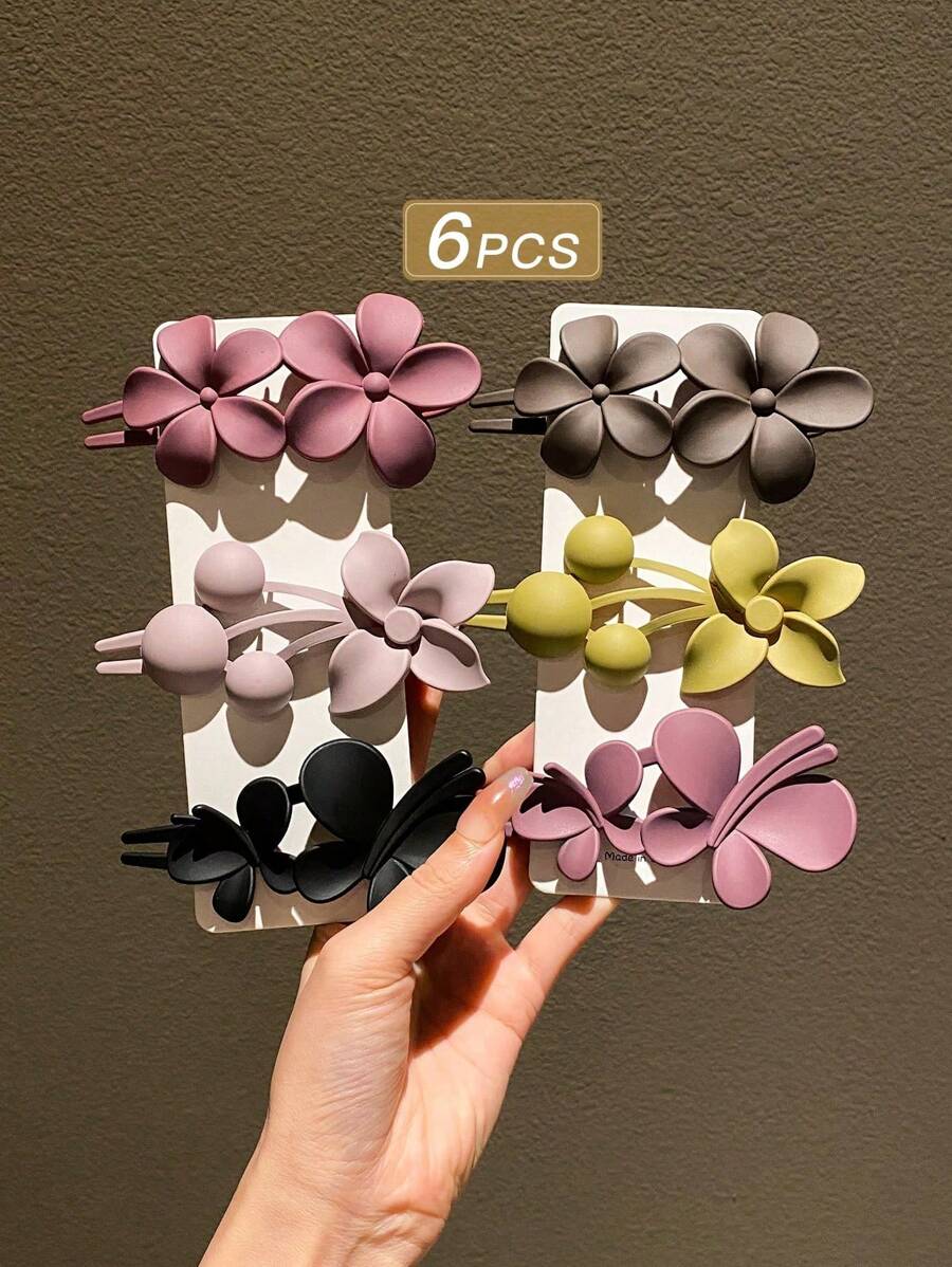 6 bucăți agrafe de păr simple cu motive florale pentru femei, potrivite pentru uz zilnic, recomandate ca accesorii de păr cadou, accesorii de vară, călătorie, agrafe cu gheare, agrafă de păr, gheare de păr, lucruri școlare