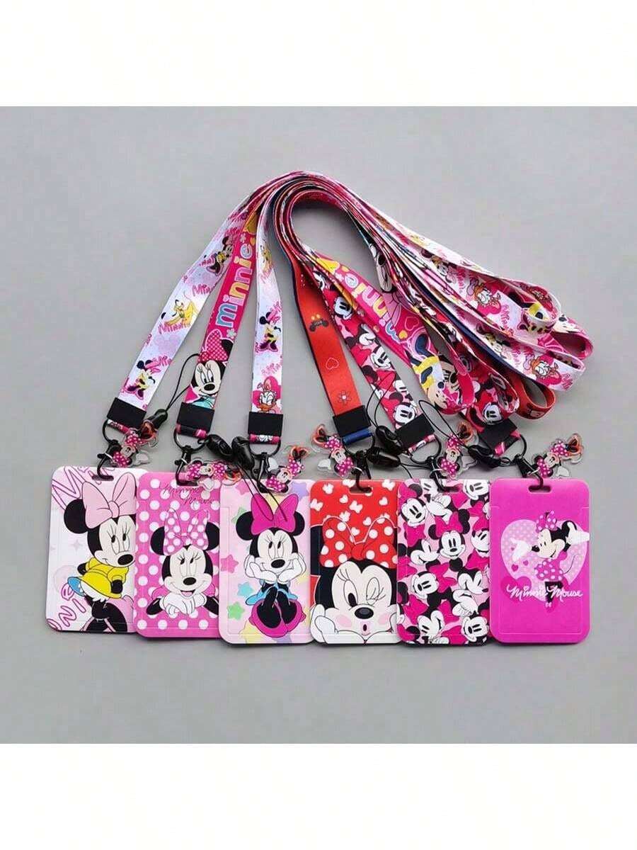 Disney 1-Pack, Stitch Card Holder, Patterned Disney Card Holder, Mickey And Minnie Colored Student Card Holder, 3D Cartoon Stitching Card Holder, Cartoon Slide Card Holder, Meal Card And Bus Card Holder, ID Card Protective Cover, Access Control Campus Card School Supplies, Back To School