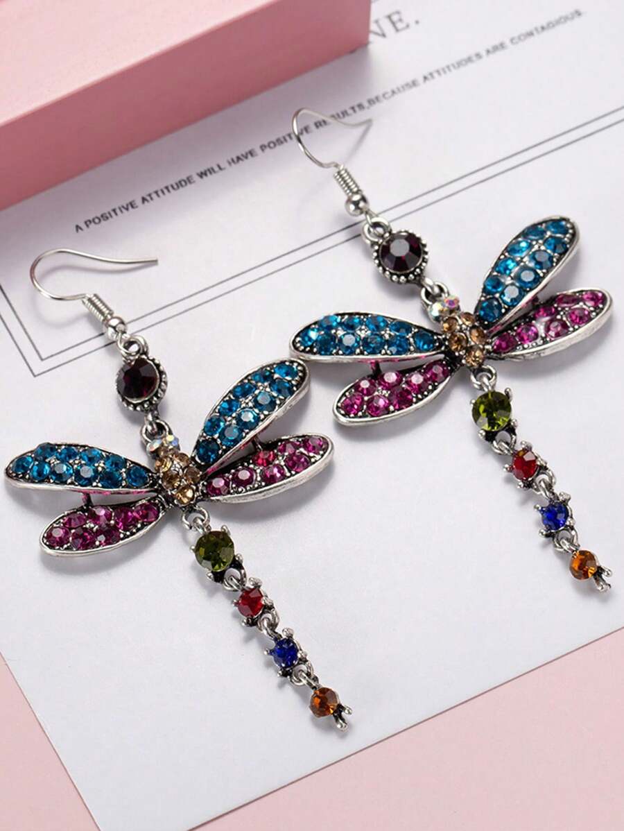2 Peças Brincos Longos com Pendente de Borboleta Retrô, Brincos de Libélula Inseto, Brincos Pendentes Únicos de Libélula Animal para Mulheres