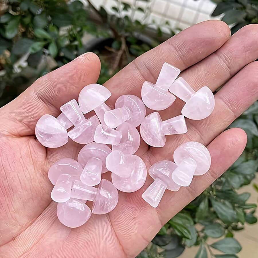 QYDCX Natürliches Rosenquarz-Kristall-Pilz Mini Pilz Kristall Achat Mikrolandschaft Ornament Dekoration