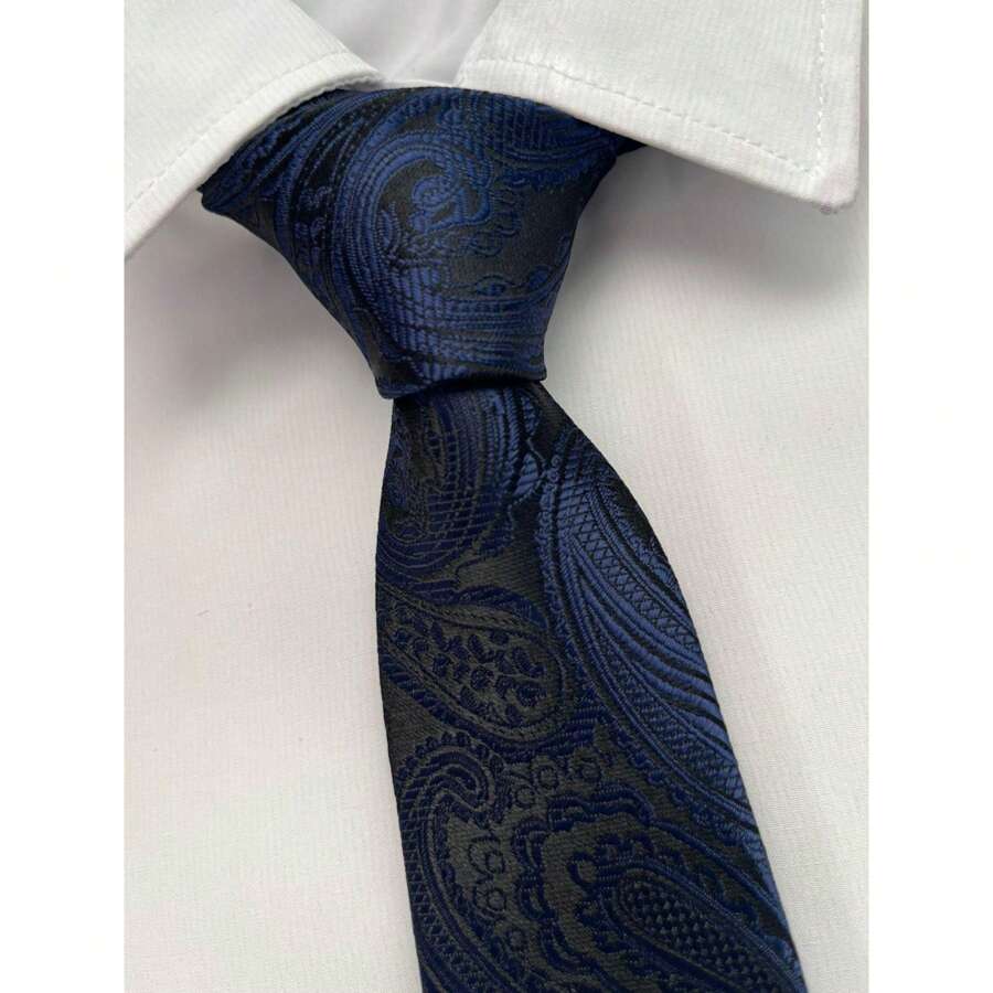 Gravata Kashmir Semi Slim Azul Noite - 1200 Fios