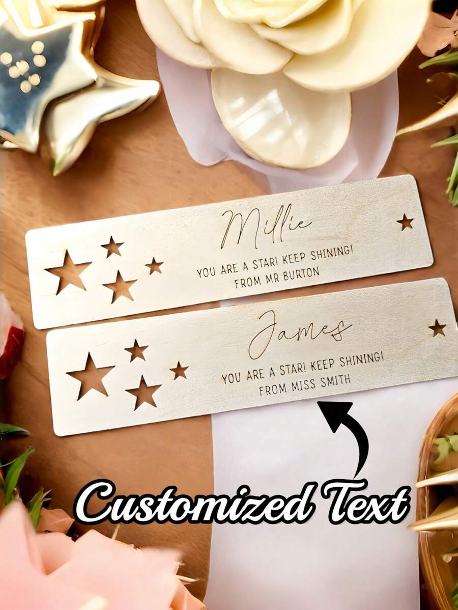 5/10 unidades de cartões-presente de madeira personalizados - personalizáveis com seu texto, design minimalista e elegante, perfeito para a volta às aulas, fim de ano, presente exclusivo de alta qualidade para professores e alunos