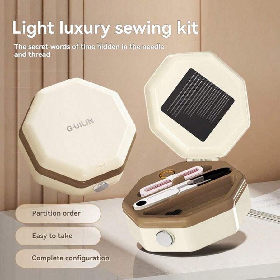 Kit de costura magnética de 1 peça, conjunto de caixa de costura portátil para casa, dormitório, conserto de família, armazenamento prático de ferramentas de costura