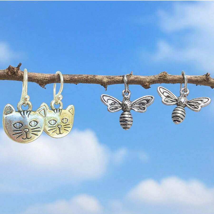 1 paire de boucles d'oreilles pendantes d'animal vintage uniques, boucles d'oreilles originales, accessoires ludiques, style fantaisiste, pour toutes les occasions (sans boĂźte)