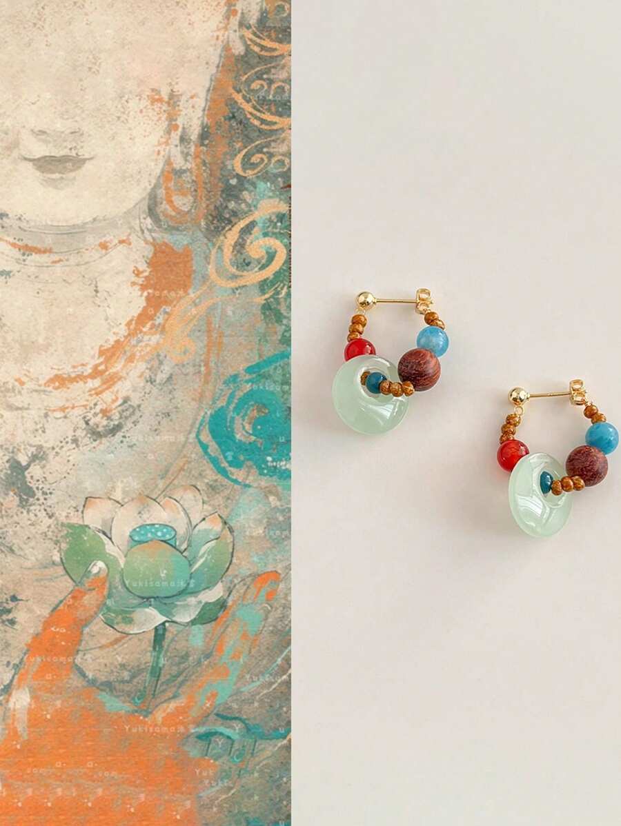 1 Paio di orecchini in stile bohémien, fatti a mano, orecchini in argento sterling 925, orecchini da donna in argento sterling, realizzati in pietra naturale, adatti per raduni, feste, appuntamenti, vacanze, festival e uso quotidiano, adatti come regalo