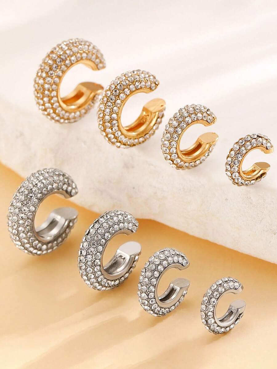 4/8pcs Chunky Ear Cuff For Women Non Piercing Jewelry Set Personalized Rock Punk Ear Clip On Earrings