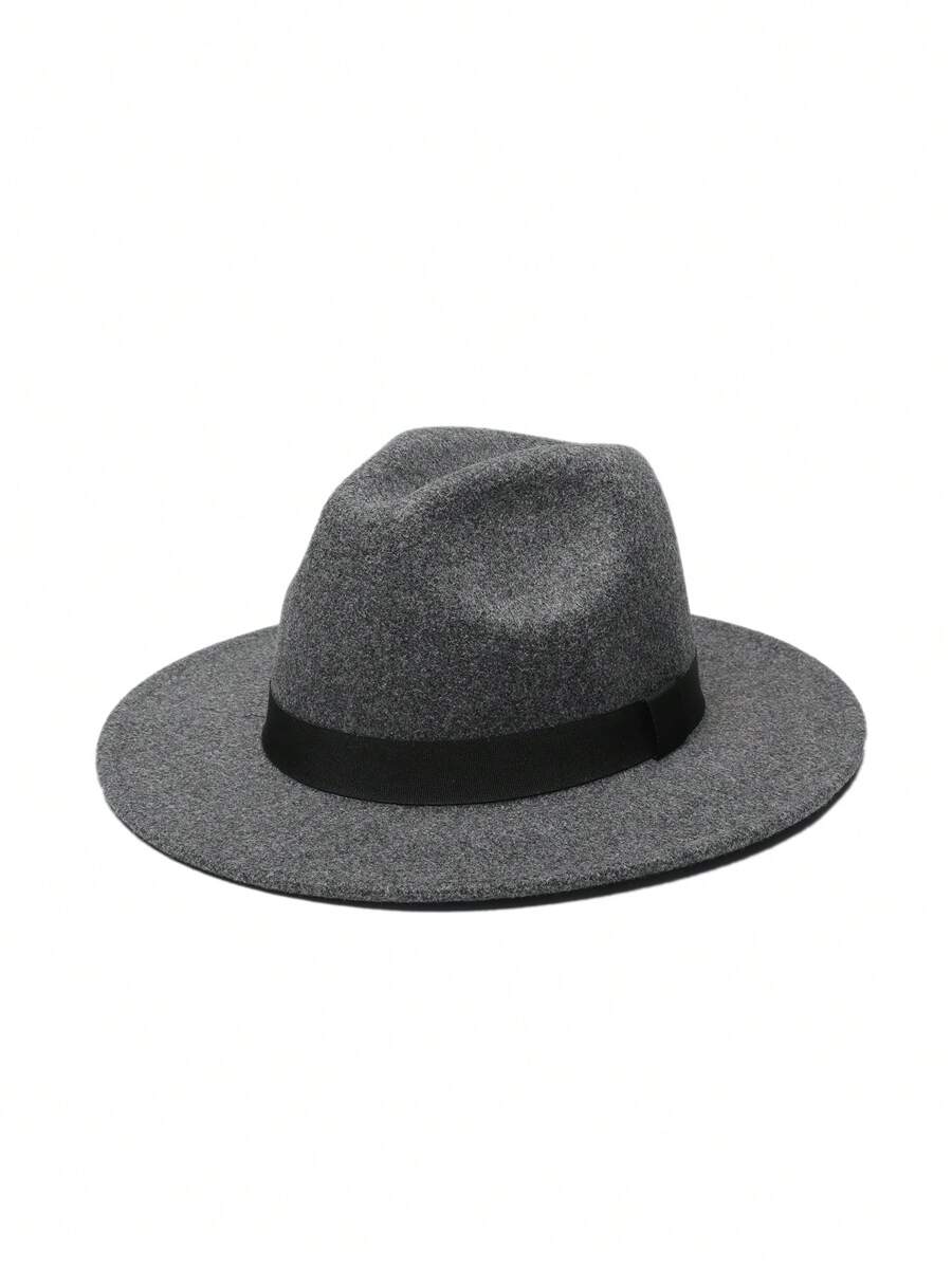 1pc Women's Solid Color Woven Band Retro British Style Cloche Hat, Autumn/Winter