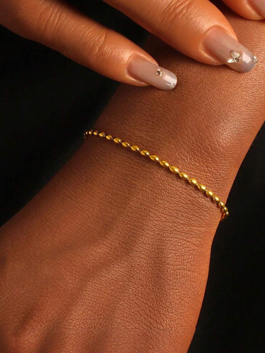 MONALLY Pulsera de cadena con bola con enchapado en oro de 18K, elegante joyería de acero inoxidable, regalo sorpresa para el Día de San Valentín, cumpleaños, madre, novia o hija