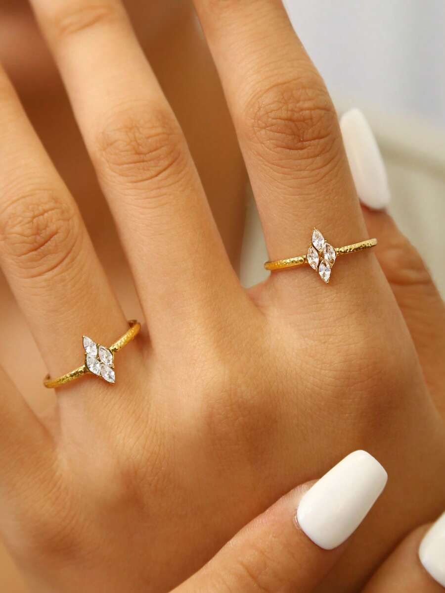 1 Stück eleganter gotischer Charme, luxuriöser vintage 18 Karat vergoldeter Edelstahl Zirkonia Diamant geometrisches Muster einstellbarer Ring, geeignet für Feiertage, Reisen, Arbeit, täglichen Gebrauch, Partys, Damenschmuck