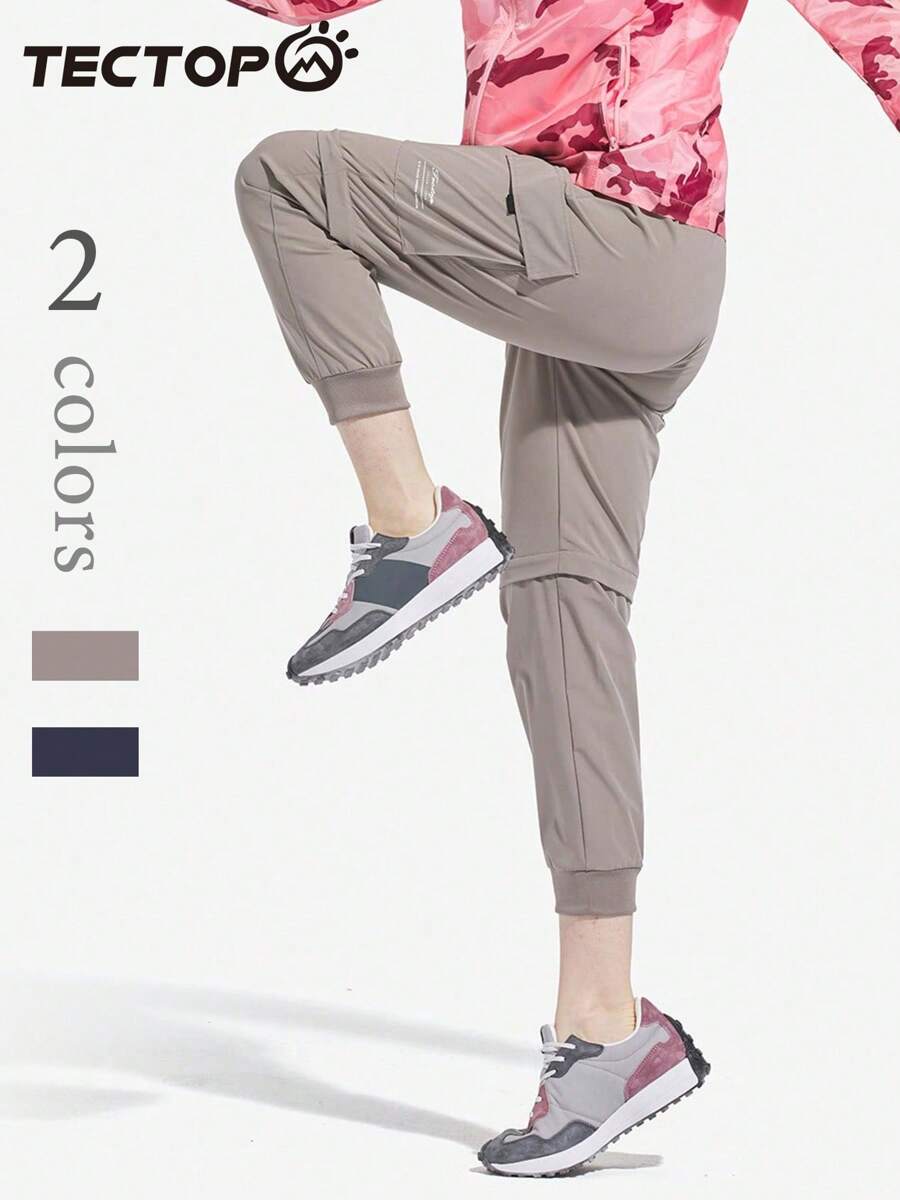 TECTOP Pantaloni da trekking da donna con gambe staccabili, pantaloni cargo leggeri ed elastici ad asciugatura rapida con 4 tasche e cerniera