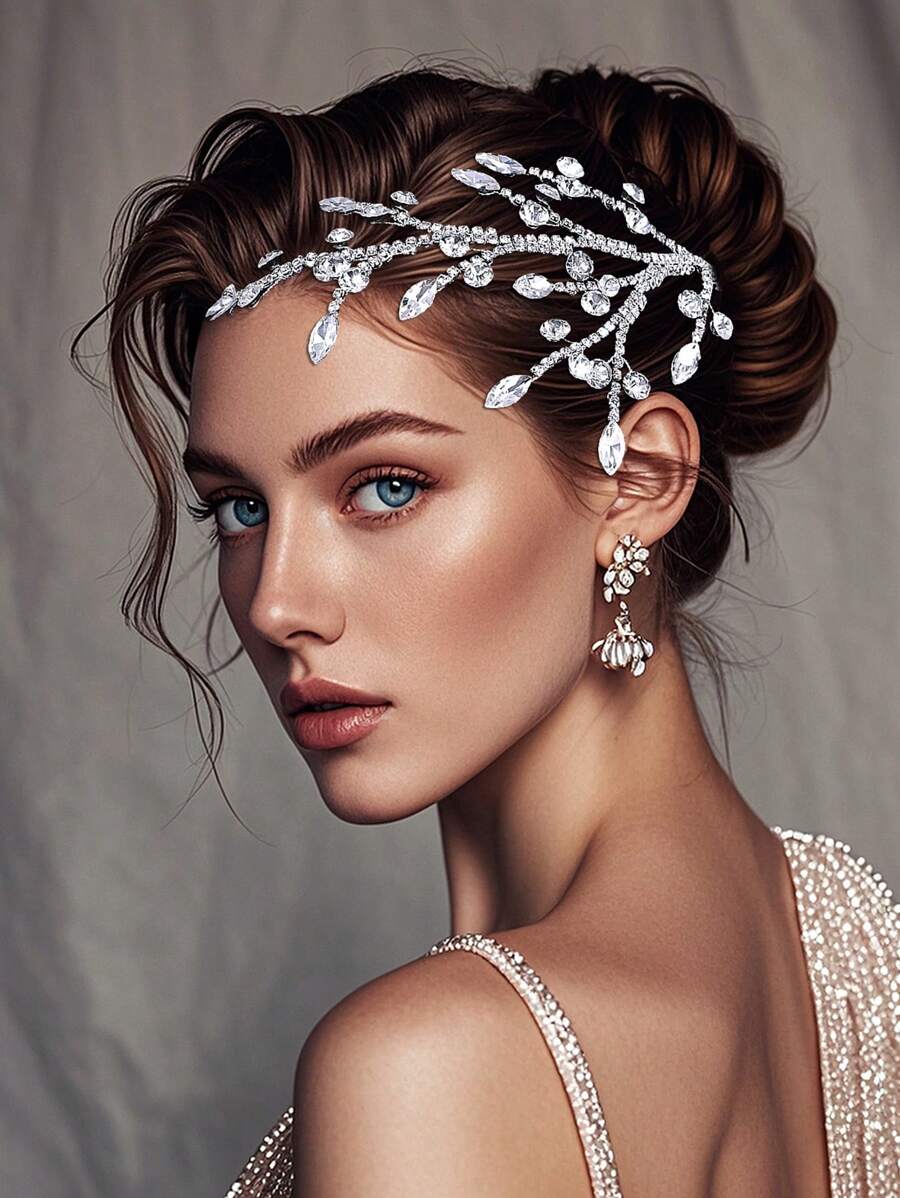 Women Bandana1 Piece Shiny Silver Rhinestone Hairband Elegant Unique Tree Branch Design Headdress Bridal Wedding Plate Hair Decoration Hair Accessories Daily Simple Casual Accessories Turban Headband