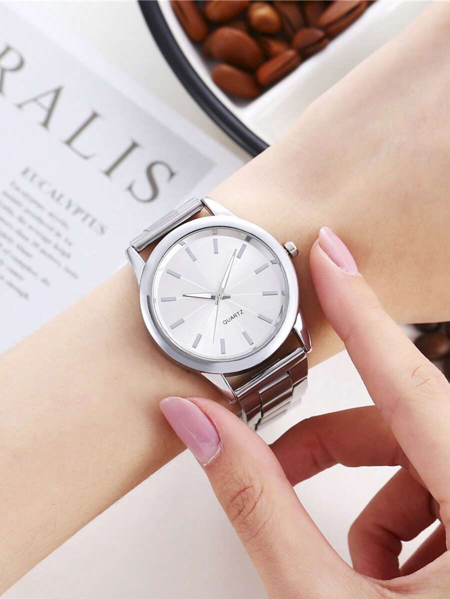 1/2/3/4/7 Stücke - Luxus Damen Quarz Uhr, Damen Edelstahl Ultradünn Mode Uhr, rundes Ziffernblatt, elegant und modisch, passend zu Alltagskleidung, vielseitige Damen Uhr für verschiedene Anlässe geeignet.