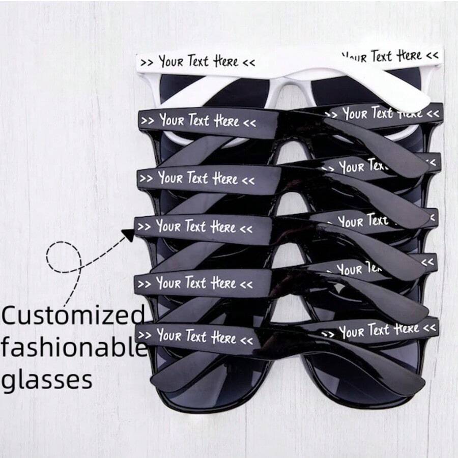 Lunettes de mode personnalisées, lunettes personnalisées en vrac, cadeaux de mariage, fêtes de mariage, cadeaux pour soirées de célibataires, 5 ou 10 paires de lunettes de mode personnalisées avec n'importe quel mot imprimé au dos. Cadeaux pour la rentrée scolaire