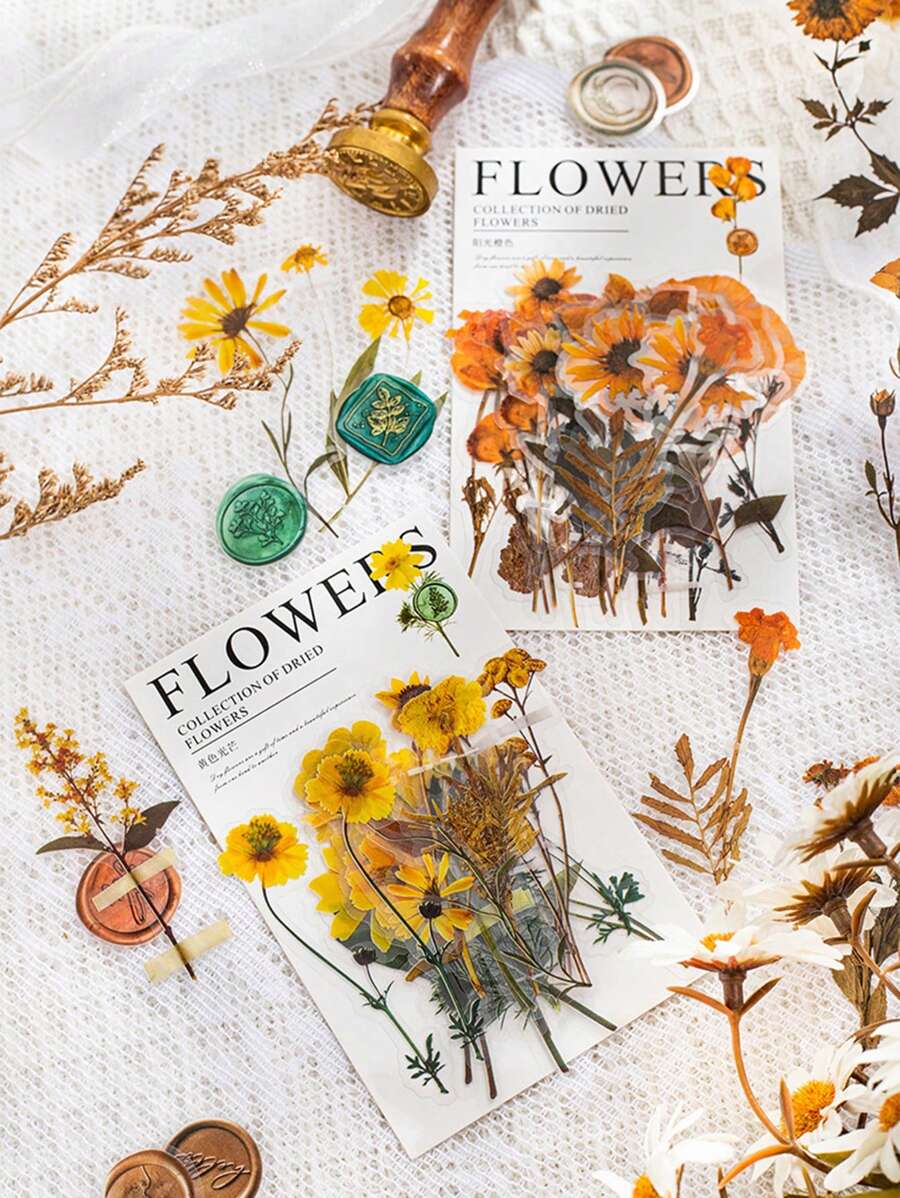 40 adesivos decorativos com estampas florais artísticas, material escolar, volta às aulas