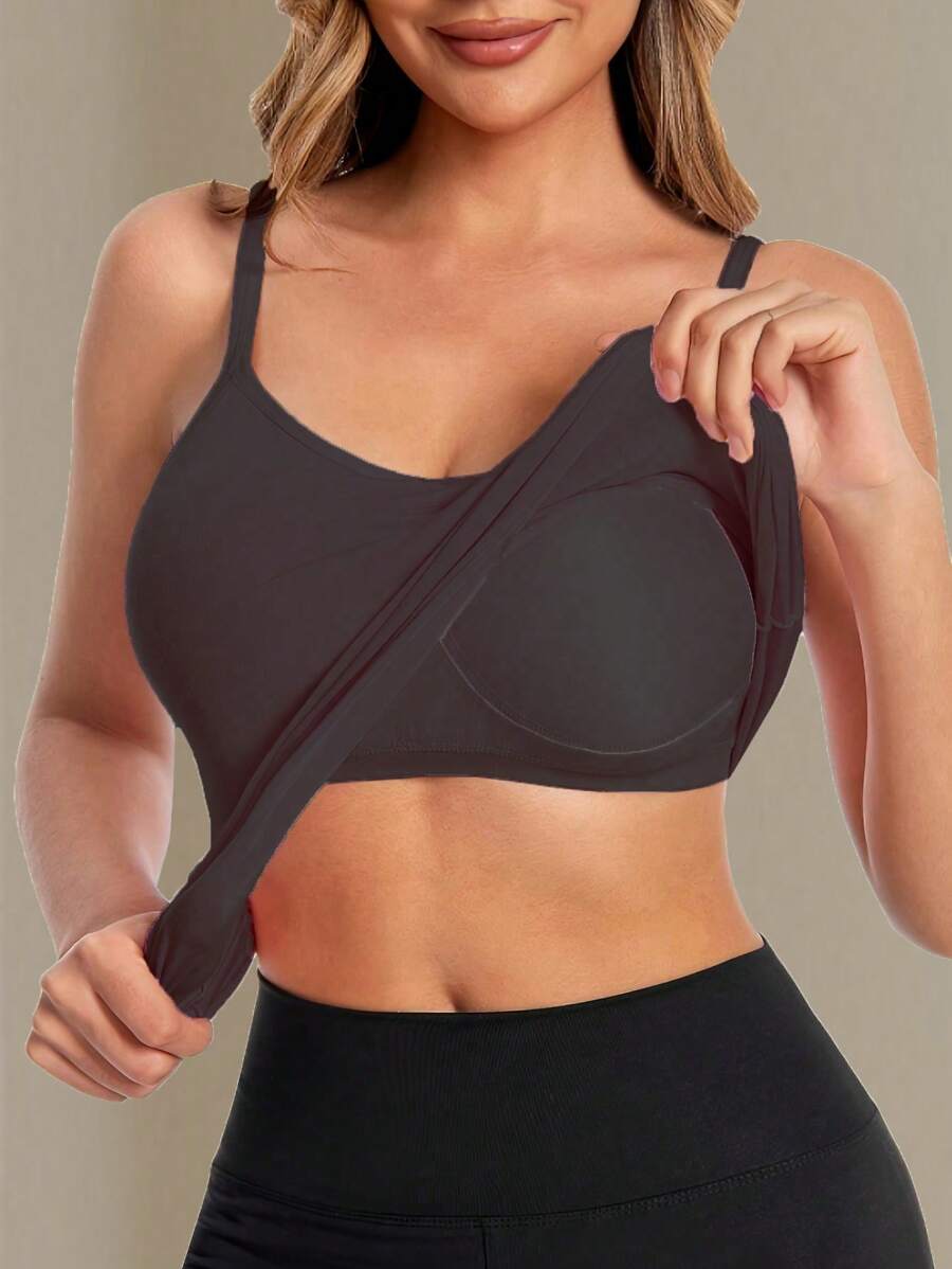 Camisola negra sin espalda con almohadilla incorporada para sujetador para mujeres, versión larga